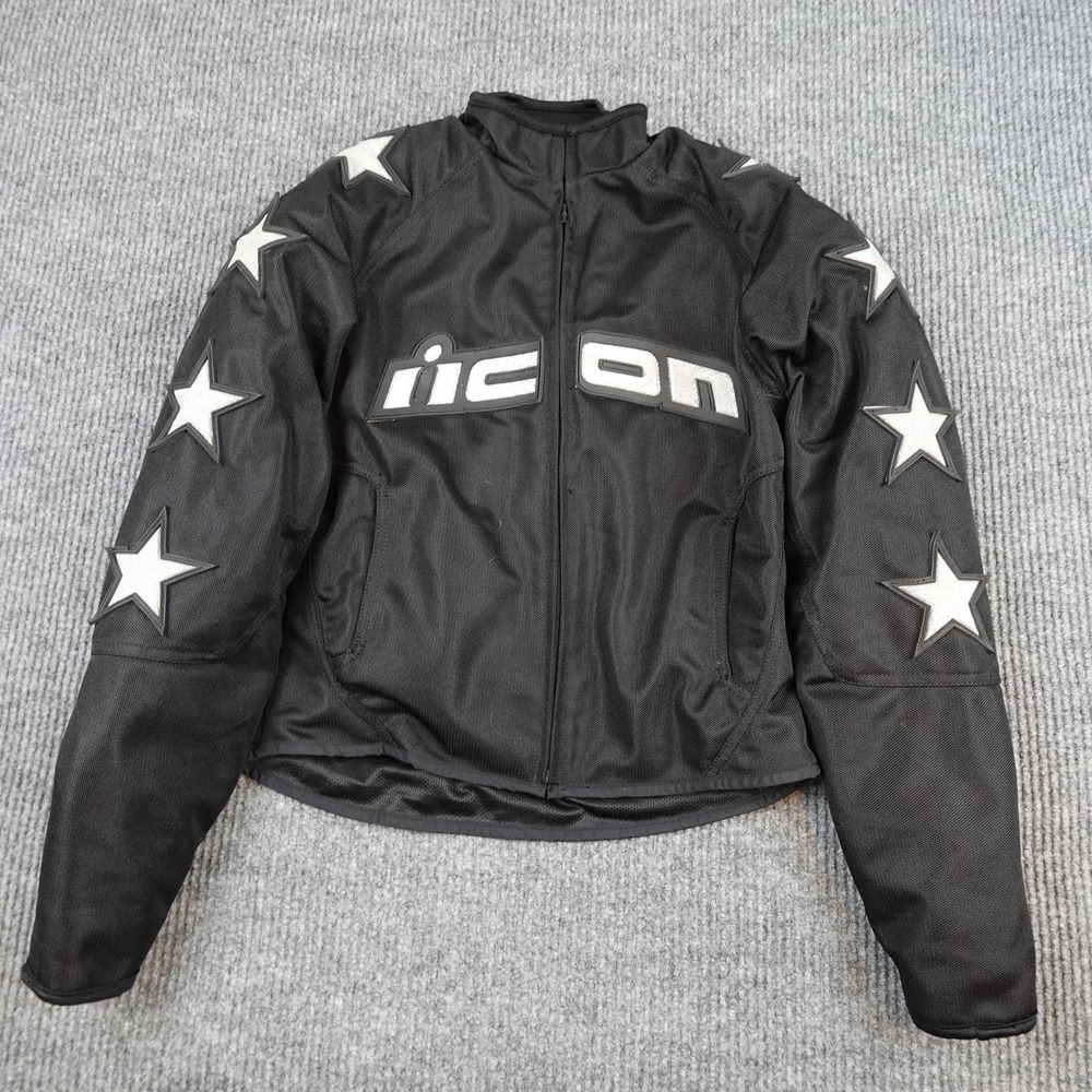Icon Hooligan 54 Jacket Womens Small Black Motorcycle Riding Stars Mesh Textile